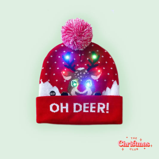 Reindeer Light Up Christmas Beanie