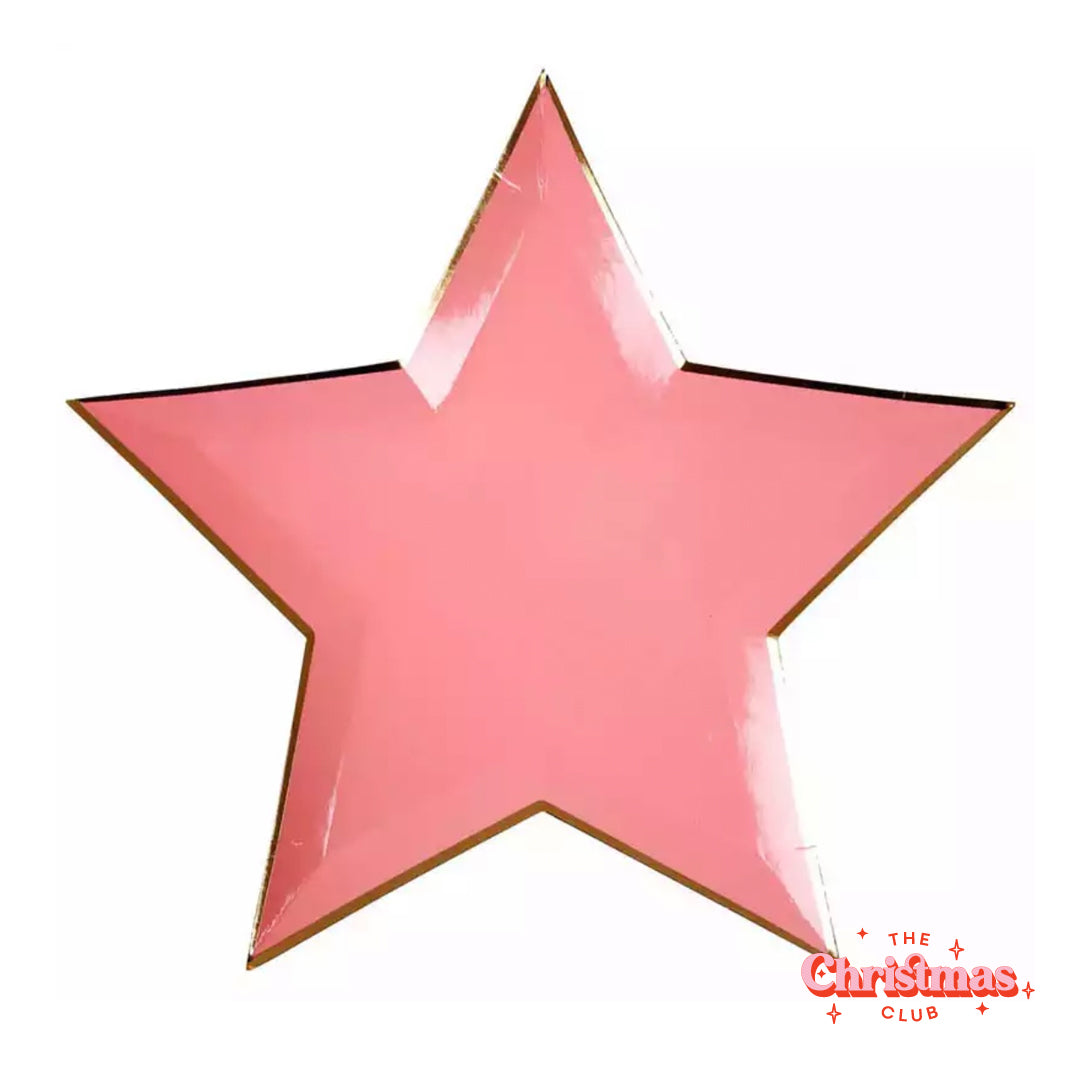 Pink Star Paper Plates - Pack of 8